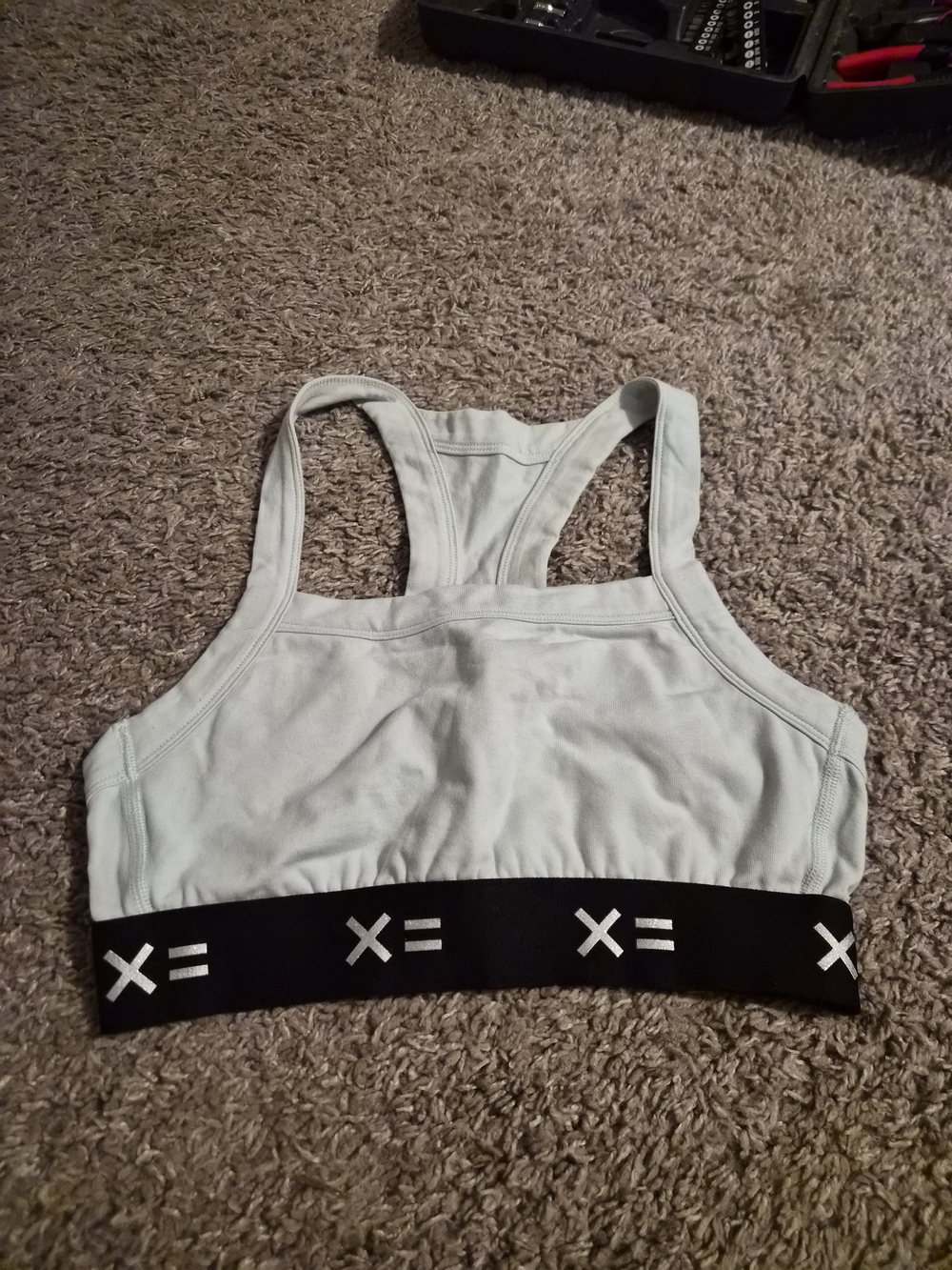 TomboyX Light Blue and Black Sports Bra